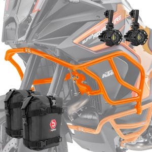 Sett med håndtak + ekstra frontlykter + håndtak bag X21 egnet for KTM 1290 Super Adventure R / S 21-24 Motoguard oransje