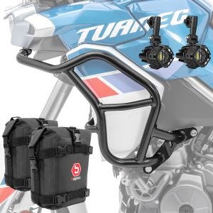 Sett med styrbøyler + ekstra frontlykter + håndbøyleveske som passer til Aprilia Tuareg 660 22-24 Motoguard TR2