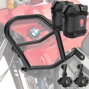 Sett med håndtak + ekstra frontlykter + håndtak bag egnet for BMW F 650 GS 00-07 Motoguard HG47 svart