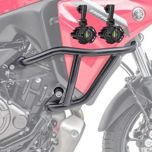 Sett med kollisjonsbøyler + ekstra frontlykter egnet for Yamaha Tracer 7 / GT 21-24 tåkelys Motoguard MK14 svart