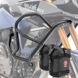 Sett med øvre kollisjonsbøyler + vesker egnet for Suzuki V-Strom 800 DE 23-24 Motoguard HG21 svart