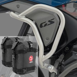 Sett med øvre kollisjonsbøyler + vesker egnet for BMW R 1300 GS 23-24 HG34 Motoguard sølv