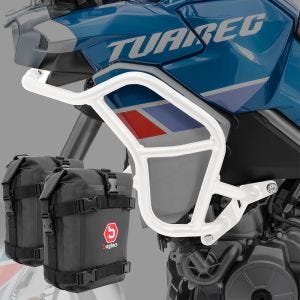 Sett med øvre kollisjonsbøyler + vesker egnet for Aprilia Tuareg 660 22-24 Motoguard TR2 hvit