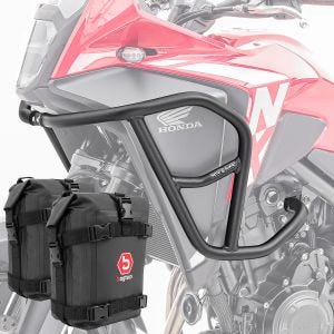Sett med øvre kollisjonsbøyler + vesker egnet for Honda NX 500 2024 HG44 Motoguard svart