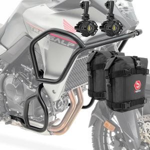 Sett med kollisjonsbøyler + ekstra frontlykter egnet for Honda Transalp XL 750 23-24 + vesker Motoguard SK1