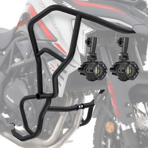 Sett med kollisjonsbøyler + ekstra frontlykter egnet for Benelli TRK 702 / X 23-24 tåkelys Motoguard KT57 svart