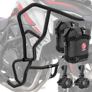 Sett med håndtak + ekstra frontlykter + håndtak bag egnet for Benelli TRK 702 / X 23-24 Motoguard KT57 svart