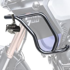 Set: Verkleidungsschutzbügel passend für Yamaha Tenere 700 19-24 Motoguard Tankschutzbügel oben + Zusatzscheinwerfer DPL-SX22