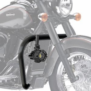 Set: Sturzbügel MB passend für Kawasaki Vulcan/ VN/ 900 Custom 07-17 Craftride schwarz + Zusatzscheinwerfer DPL-SX22