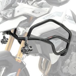 Set: Verkleidungsschutzbügel XL passend für Triumph Tiger 900 / GT / Rally 20-23 Tankschutzbügel oben XL Motoguard + Zusatzscheinwerfer DPL-SX22