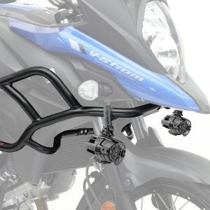 Set: Verkleidungsschutzbügel passend für Suzuki V-Strom 650 / XT 17-24 Tankschutzbügel oben + Zusatzscheinwerfer DPL-SX22