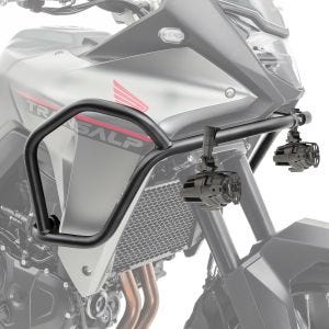 Set: Sturzbügel passend für Honda Transalp XL 750 23-24 Tankschutzbügel Motoguard HG12 schwarz + Zusatzscheinwerfer DPL-SX22