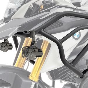 Set: Sturzbügel passend für BMW G 310 GS 17-24 Tankschutzbügel Motoguard HG17 schwarz + Zusatzscheinwerfer DPL-SX22