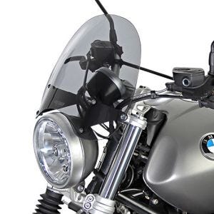 Turskjerm egnet for BMW R Nine-T Scrambler frontrute "NTM" med monteringsmateriale MRA røykgrå