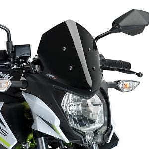 Naken sykkelskjerm egnet for Kawasaki Z 125 19-22 svart frontrute Puig New Generation Sport 3494N