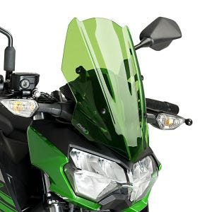 Naken sykkelskjerm egnet for Kawasaki Z 400 19-20 grønn frontrute Puig New Generation Sport 3548V