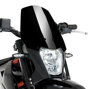 Naken sykkelskjerm egnet for KTM 690 Enduro / R 19-24 svart frontrute Puig New Generation Sport 3586N