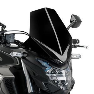 Naken sykkelskjerm egnet for Honda CB 500 F 16-23 svart frontrute Puig New Generation Sport 3657N