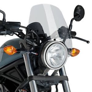 Naken sykkelskjerm egnet for Honda Rebel 500 17-24 klar frontrute Puig New Generation Sport 3829W