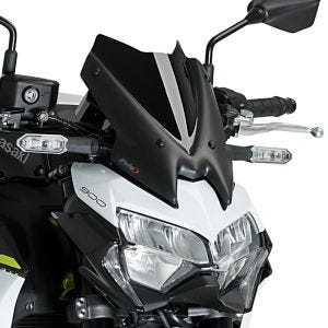 Naken sykkelskjerm egnet for Kawasaki Z 900 20-24 svart frontrute Puig New Generation Sport 3840N