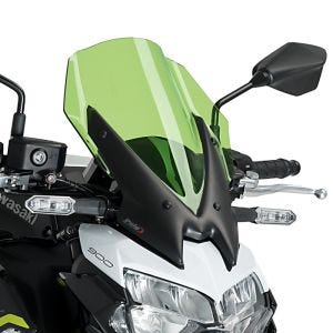 Naken sykkelskjerm egnet for Kawasaki Z 900 20-24 grønn frontrute Puig New Generation Touring 3841V