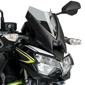 Naken sykkelskjerm egnet for Kawasaki Z 650 20-24 røykgrå frontrute Puig New Generation Sport 3864H