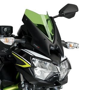 Naken sykkelskjerm egnet for Kawasaki Z 650 20-24 grønn frontrute Puig New Generation Sport 3864V