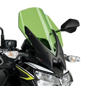 Naken sykkelskjerm egnet for Kawasaki Z 650 20-24 grønn frontrute Puig New Generation Touring 3865V