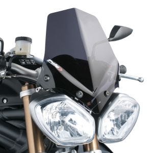 Naken sykkelskjerm egnet for Triumph Street Triple 13-16 mørk tonet frontrute Puig New Generation Sport 5658F