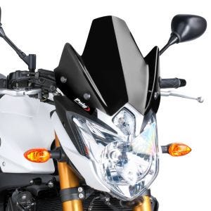 Naken sykkelskjerm egnet for Yamaha FZ8 10-16 svart frontrute Puig New Generation Sport 5872N