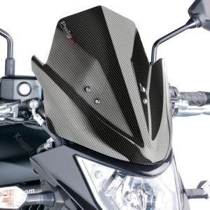 Naken sykkelskjerm egnet for Kawasaki ER-6N 12-16 karbonlook frontrute Puig New Generation Sport 5997C