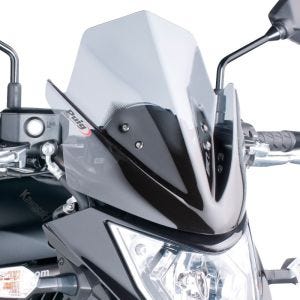 Naken sykkelskjerm egnet for Kawasaki ER-6N 12-16 røykgrå frontrute Puig New Generation Sport 5997H