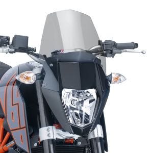 Nakensykkelskjerm egnet for KTM 690 Duke / R 12-19 røykgrå frontrute Puig New Generation Sport 6009H