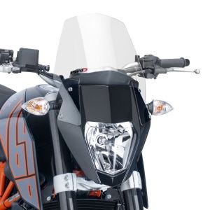 Nakensykkelskjerm egnet for KTM 690 Duke / R 12-19 klar frontrute Puig New Generation Sport 6009W