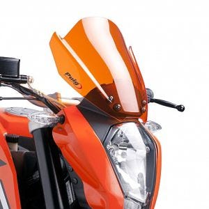 Nakensykkelskjerm egnet for KTM 390 / 200 / 125 Duke 11-16 Oransje frontrute Puig New Generation Sport 6275T