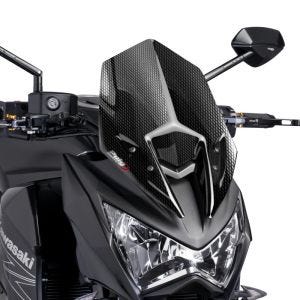 Naken sykkelskjerm egnet for Kawasaki Z 800 13-16 Carbon look frontrute Puig New Generation Sport 6401C