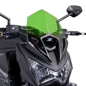 Naken sykkelskjerm egnet for Kawasaki Z 800 13-16 grønn frontrute Puig New Generation Sport 6401V