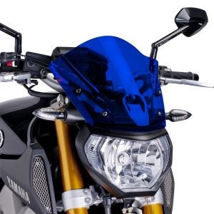 Naken sykkelskjerm egnet for Yamaha MT-09 13-16 blå frontrute Puig New Generation Sport 6859A