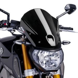 Naken sykkelskjerm egnet for Yamaha MT-09 13-16 svart frontrute Puig New Generation Touring 6861N