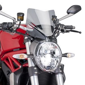 Naken sykkelskjerm egnet for Ducati Monster 1200/ S 14-20 røykgrå frontrute Puig New Generation Sport 7013H