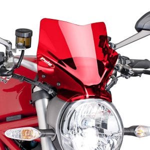 Naken sykkelskjerm egnet for Ducati Monster 1200/ S 14-20 rød frontrute Puig New Generation Sport 7013R