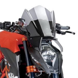 Nakensykkelskjerm egnet for KTM 1290 Super Duke R 14-16 røykgrå frontrute Puig New Generation Sport 7014H