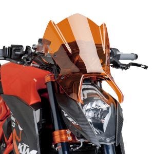 Naken sykkelskjerm egnet for KTM 1290 Super Duke R 14-16 Oransje frontrute Puig New Generation Sport 7014T