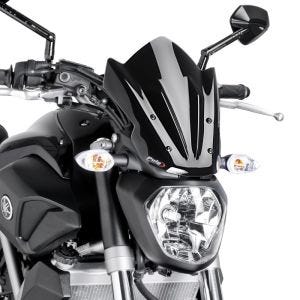 Naken sykkelskjerm egnet for Yamaha MT-07 14-17 svart frontrute Puig New Generation Sport 7015N