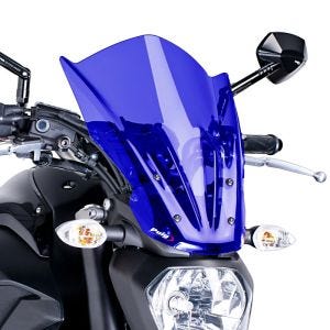 Naken sykkelskjerm egnet for Yamaha MT-07 14-17 blå frontrute Puig New Generation Touring 7016A