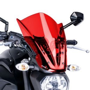 Naken sykkelskjerm egnet for Yamaha MT-07 14-17 rød frontrute Puig New Generation Touring 7016R