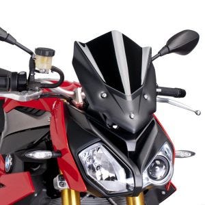 Nakensykkelskjerm egnet for BMW S 1000 R 14-18 svart frontrute Puig New Generation Sport 7040N