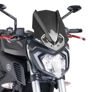 Naken sykkelskjerm egnet for Yamaha MT-125 14-19 Carbon look frontrute Puig New Generation Sport 7654C