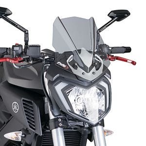 Naken sykkelskjerm egnet for Yamaha MT-125 14-19 røykgrå frontrute Puig New Generation Sport 7654H