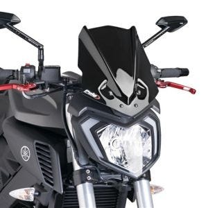 Naken sykkelskjerm egnet for Yamaha MT-125 14-19 svart frontrute Puig New Generation Sport 7654N